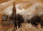 Писсарро Этюд Церковь всех Святых в нижнем Норвуде 1871г
