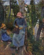 Камиль Писсарро Две юные крестьянки беседуют под деревьями 1881г