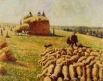 Писcарро Стадо овец в поле после сенокоса 1889г