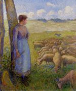 Писcарро Пастушка и овцы 1887г