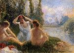 Писсарро Купальщицы сидят на берегу реки 1901г